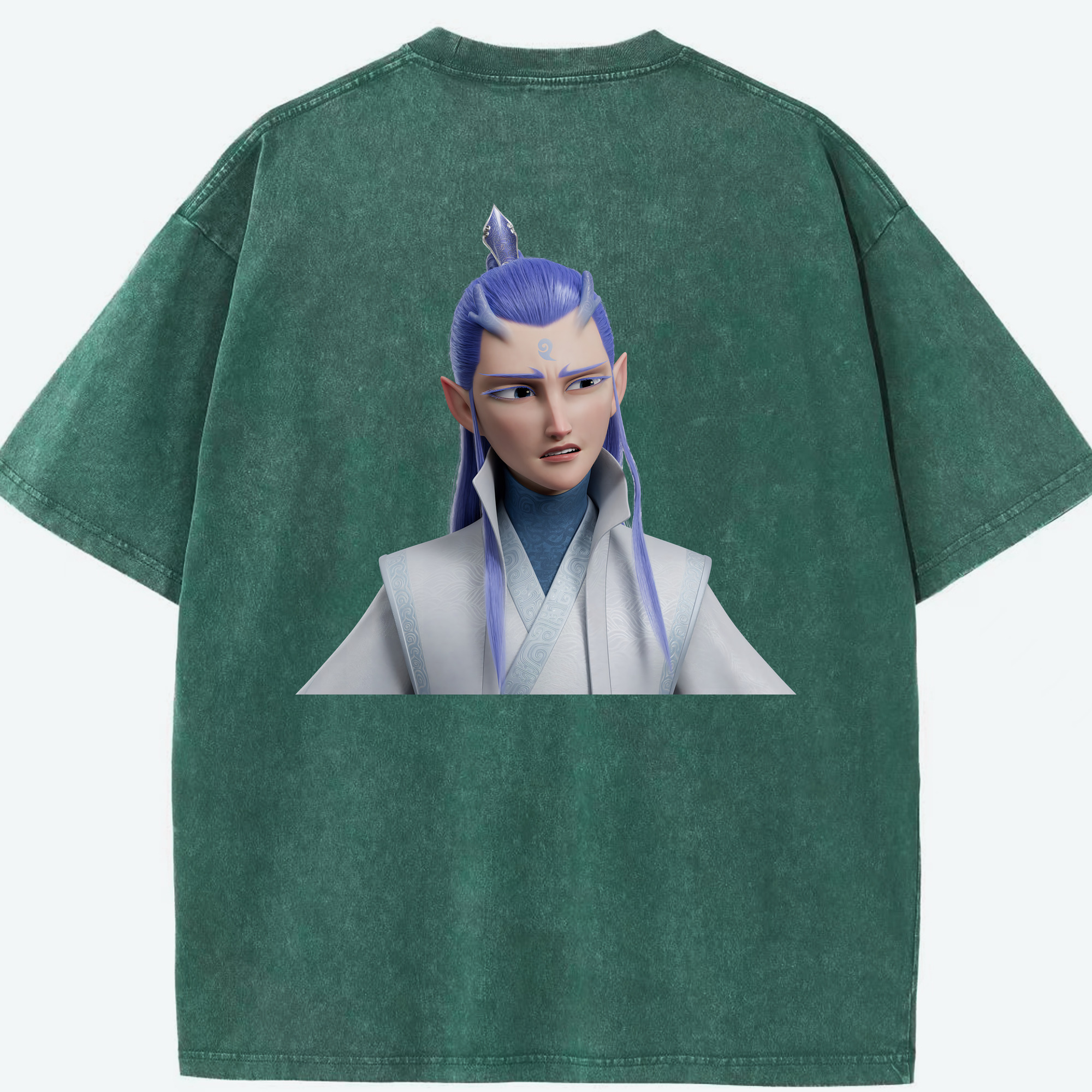 （画像用） Ne Zha 2 ナタ 魔童の大暴れ 綿100% ヴィンテージ風 半袖Tシャツ（背面プリント）